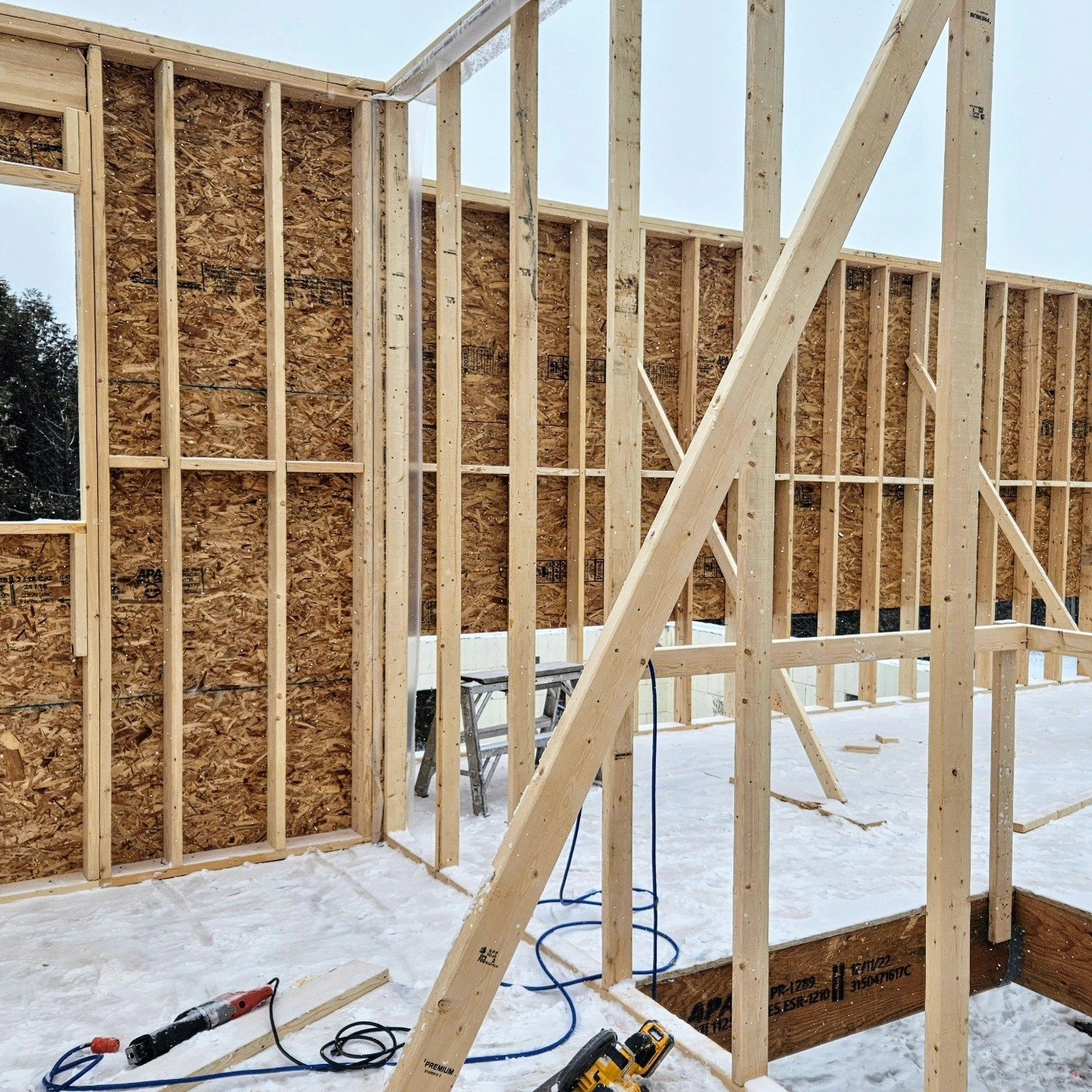 Wall framing under construction